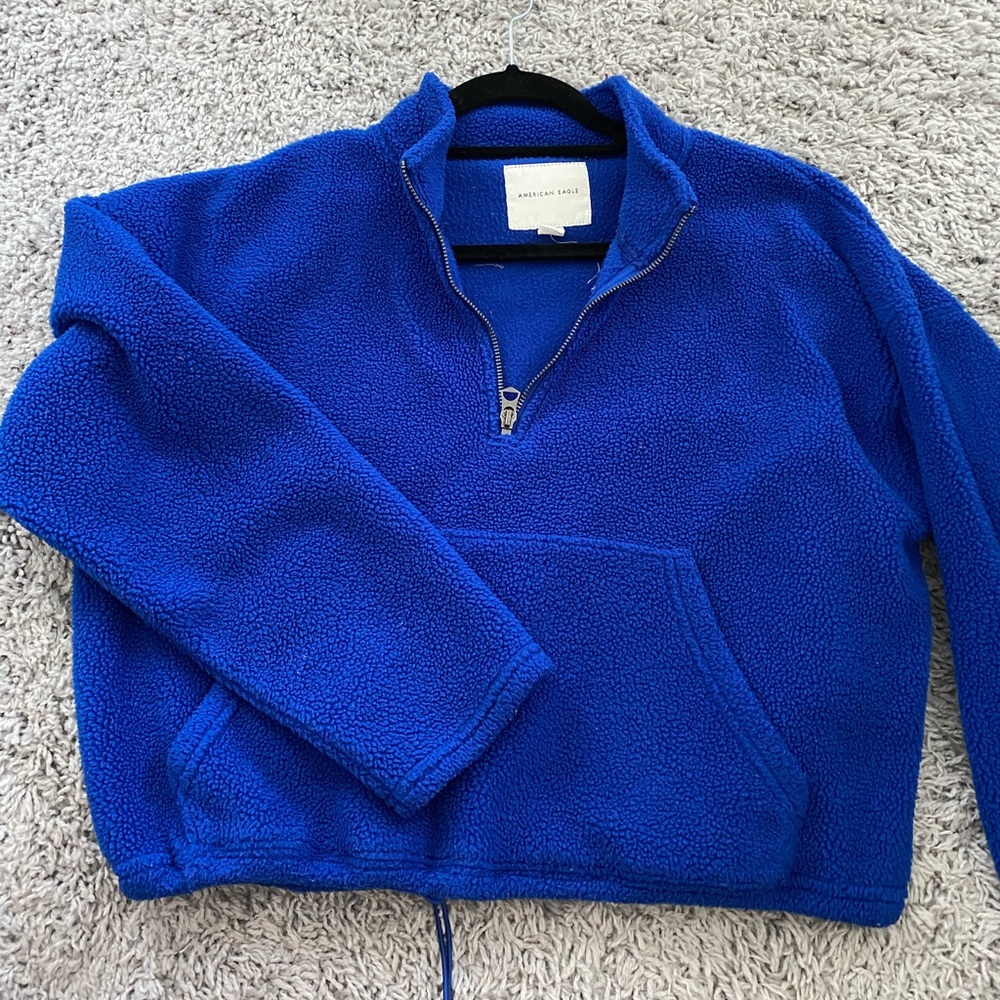 Blue American eagle crop quarter zip